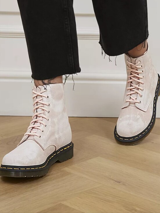 Dr. Martens Shoes - Dr. Martens Light Pink Tie Dye Combat Boots. Womens Size 8. EXCELLENT CONDITION!